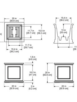 Fairfield Self-Watering Square Planter, 20” X 20” -Garden Care Shop 39618 16V tif