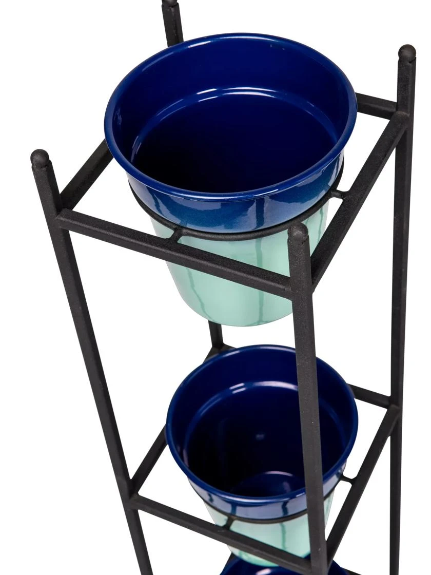 Steel Vertical Plant Stand With Metal Pots 6 Steel Vertical Plant Stand With Metal Pots - Image 4