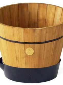 VegTrug® Build-a-Barrel Wooden Planter With Self-Watering Reservoir Tray, 18" -Garden Care Shop 8610253 01V tif