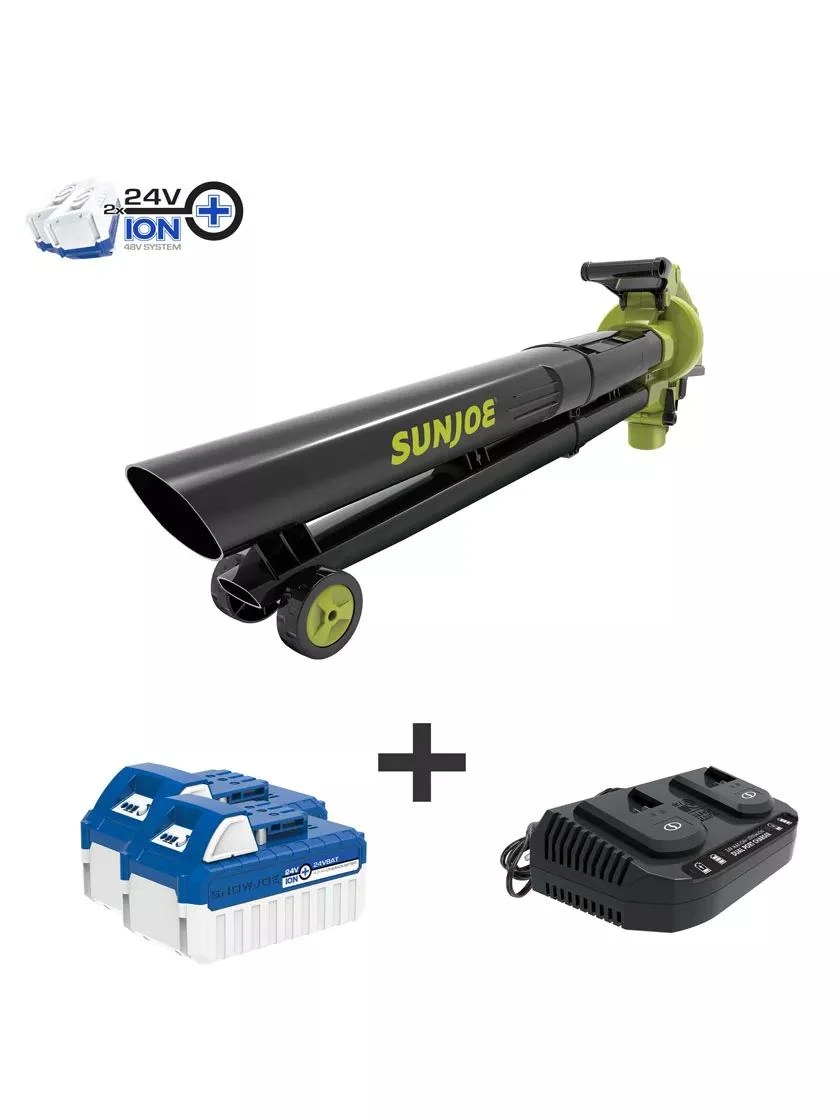 Sun Joe 24V-X2-BVM143 48-Volt ION+ Cordless Blower Vacuum Mulcher Kit 3 Sun Joe 24V-X2-BVM143 48-Volt ION+ Cordless Blower Vacuum Mulcher Kit